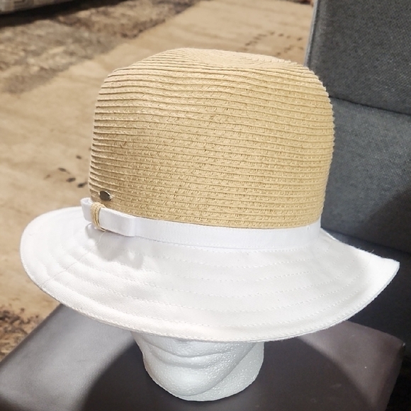Scala Accessories - Scala Tan and White Straw Hat